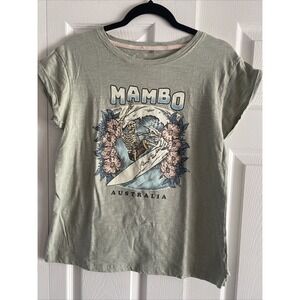 Mambo Australia Women's Green Graphic Slub Tee Surf Streetwear
